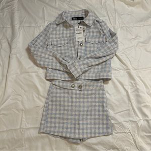 Zara jacket and skort houndstooth blue set